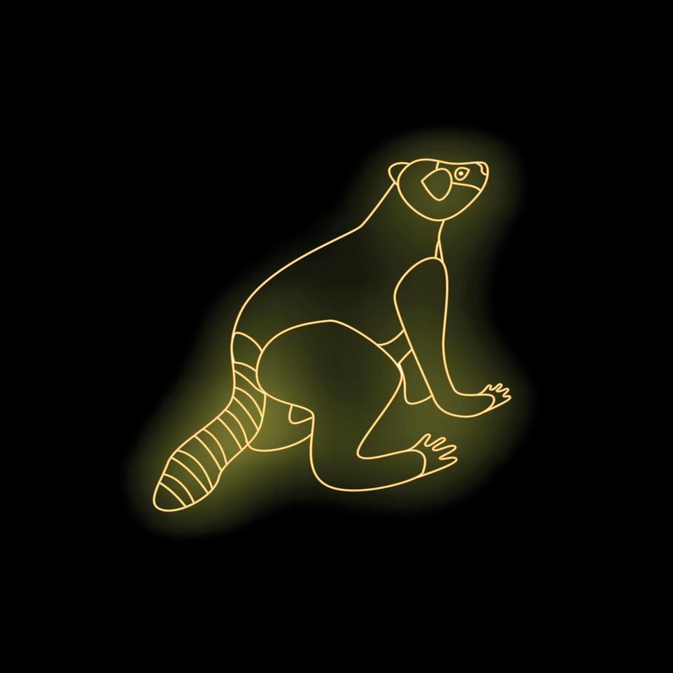 Neon yellow lemur running in the dark vector