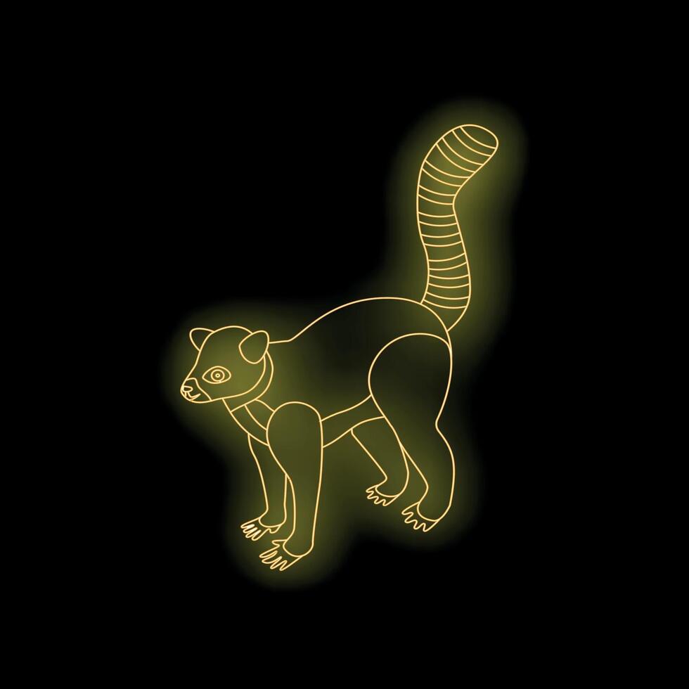 Golden neon ring tailed lemur walking in the dark vector