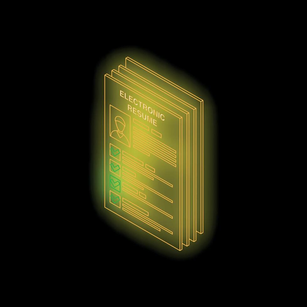 Electronic resume with check marks representing successful application and candidate selection process vector