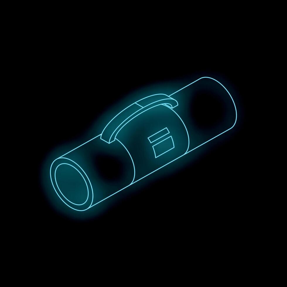 Cylindrical yoga mat carrier glowing on dark background vector