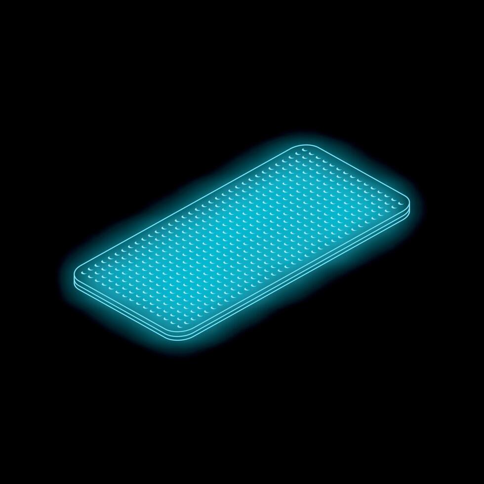 Glowing orthopedic mattress topper improving sleep quality, isometric view vector