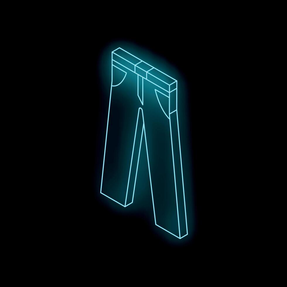 Glowing neon blue pants on black background representing fashion and style vector