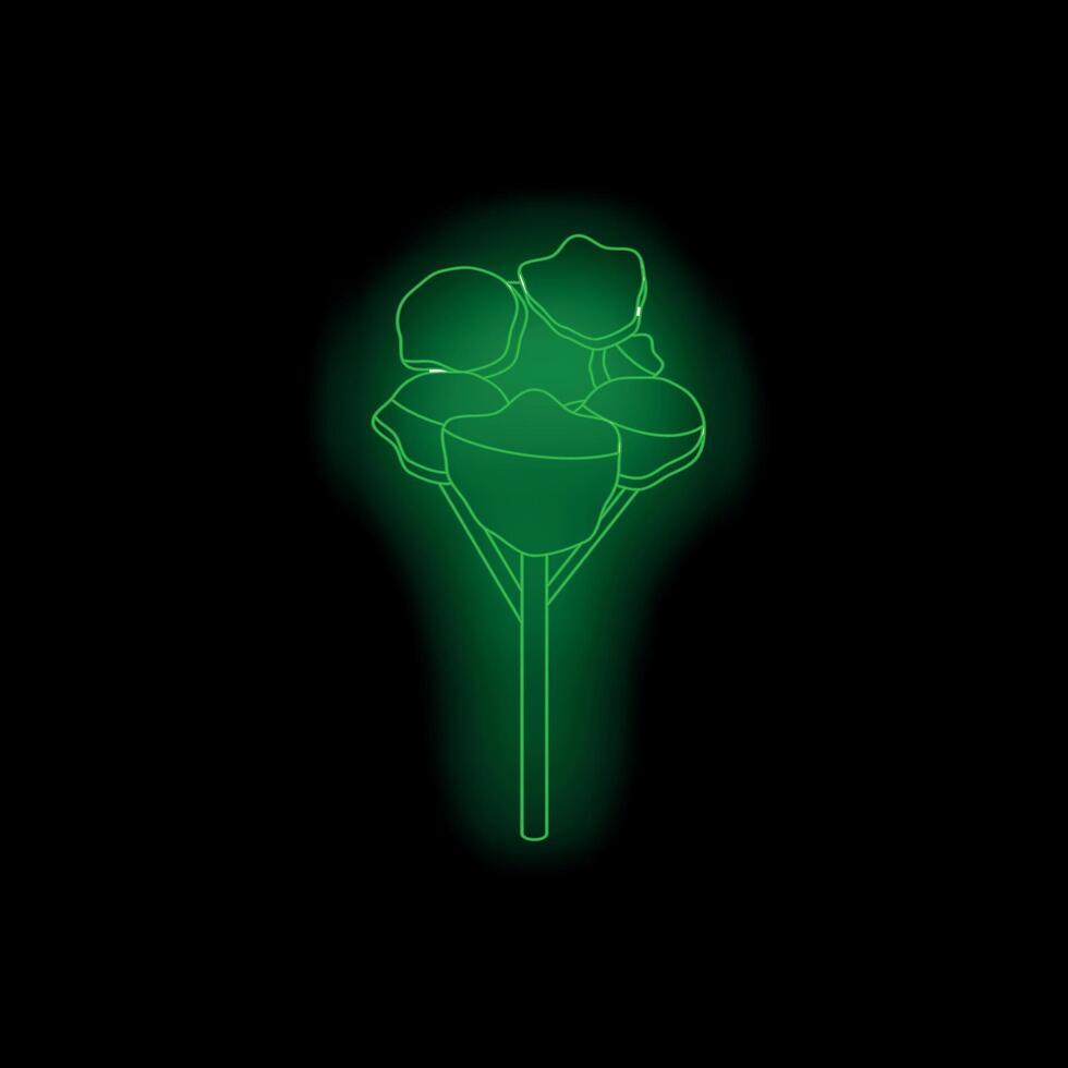 Green neon tree shining in the dark representing nature and ecology vector