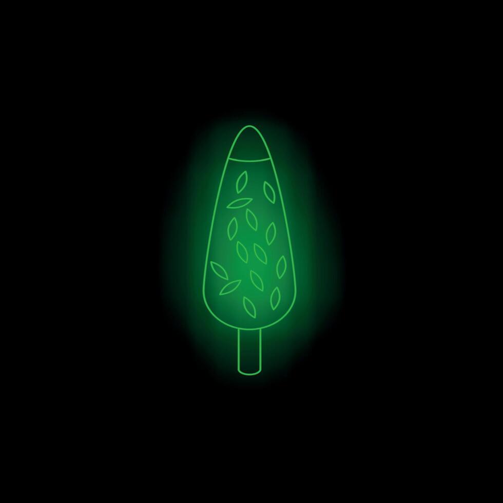 Bright green neon tree falling leaves on black background vector