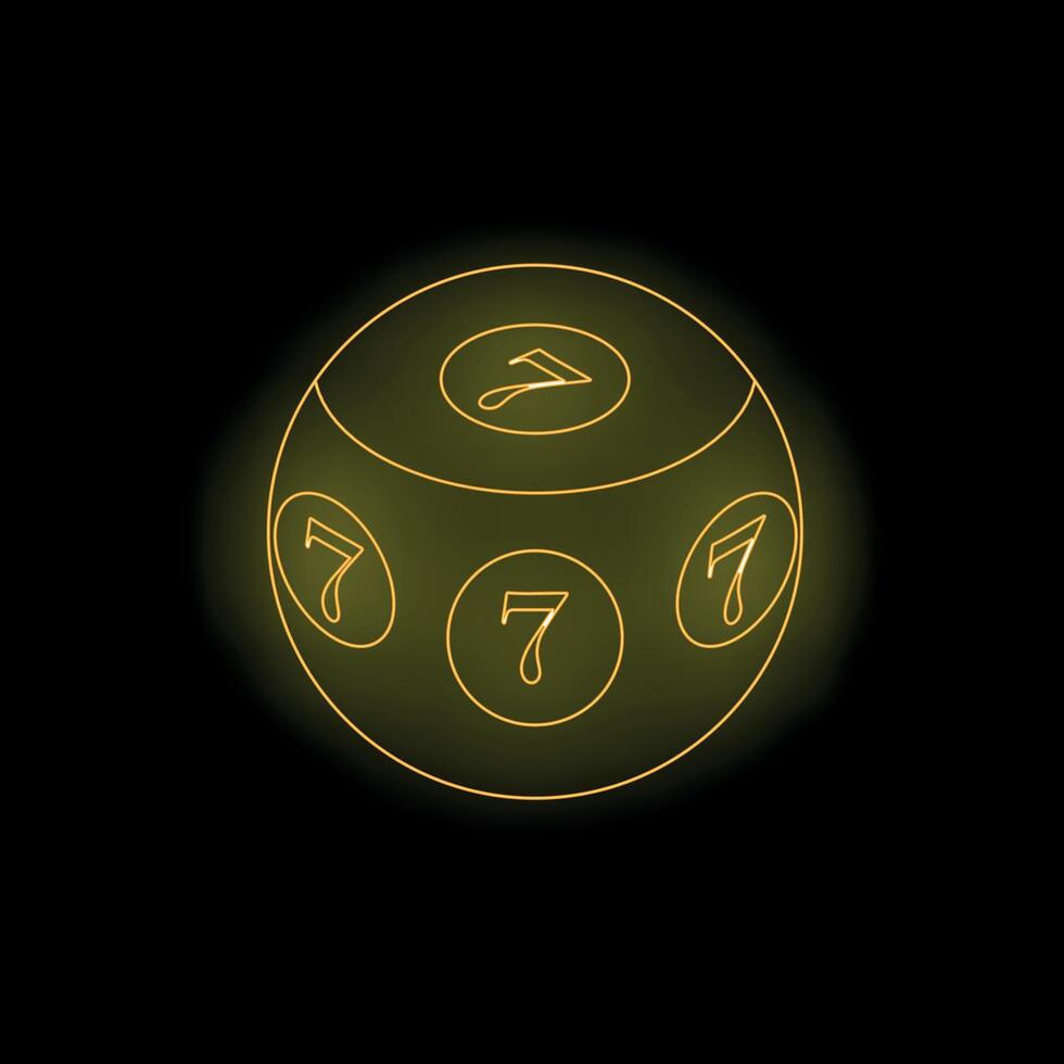 Glowing dice showing number seven on every face symbolizing luck and winning vector