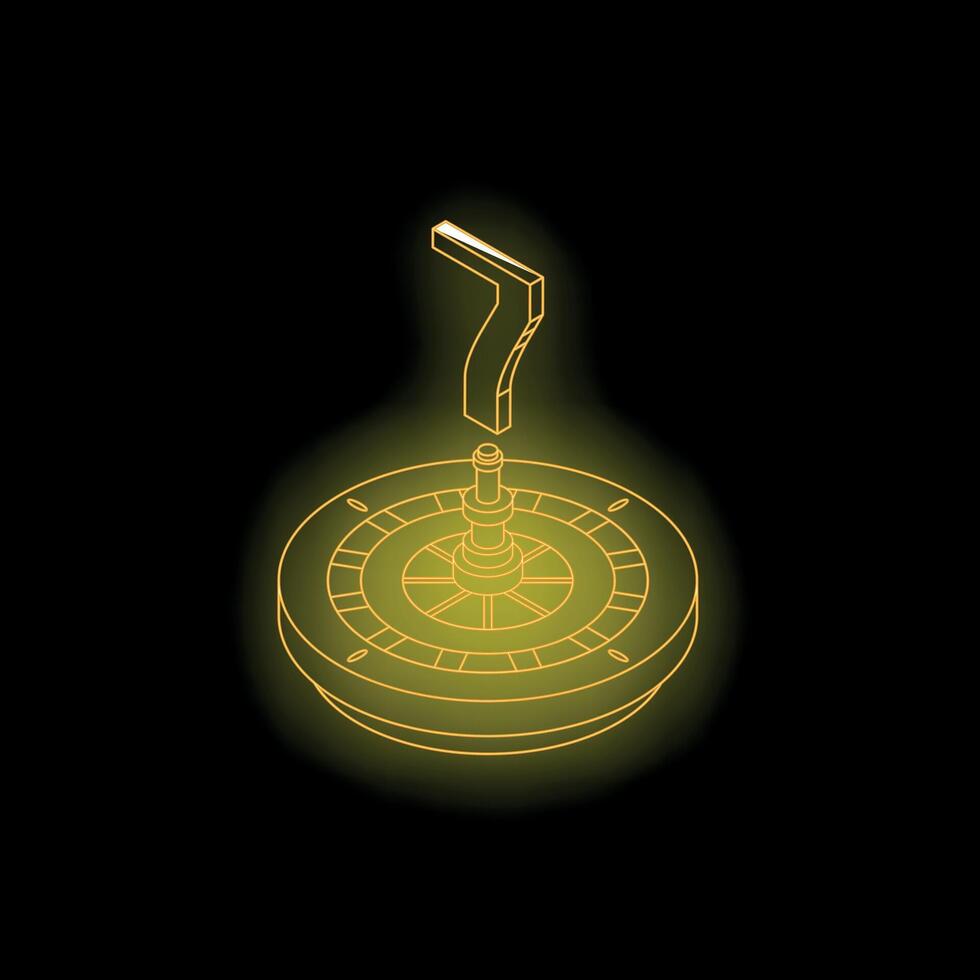 Glowing roulette wheel showing winning number seven on black background vector