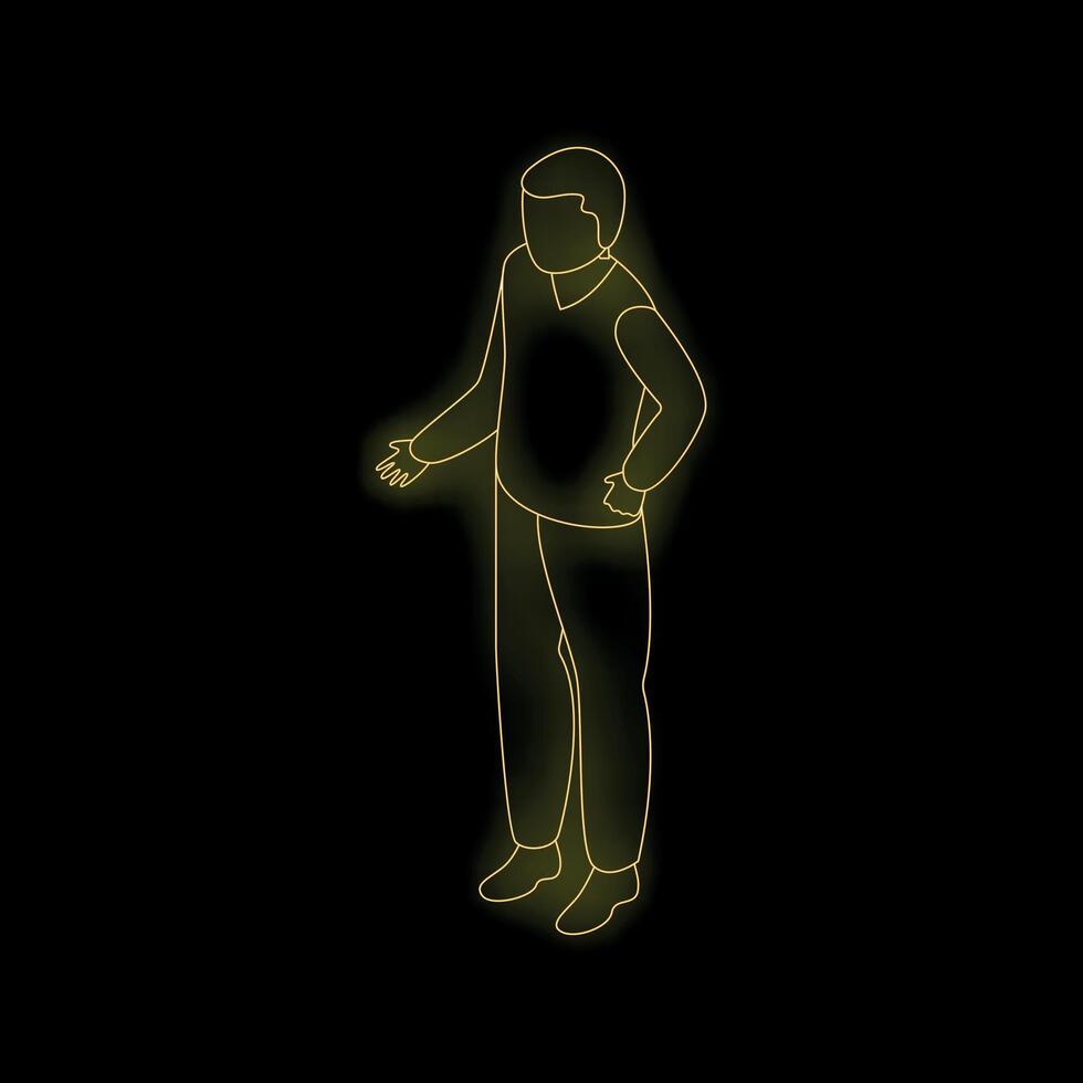 Businessman explaining something with hand gesture in neon light vector