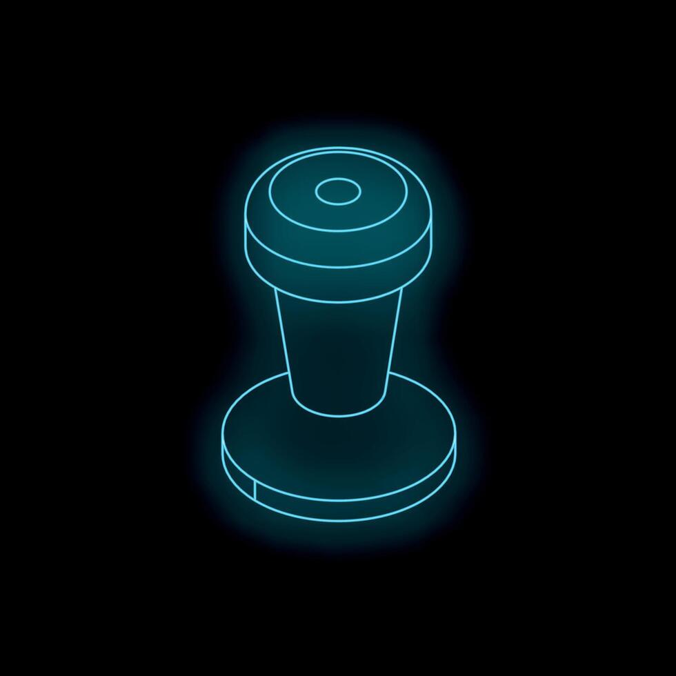 Neon blue coffee tamper showing perfect extraction on black background vector