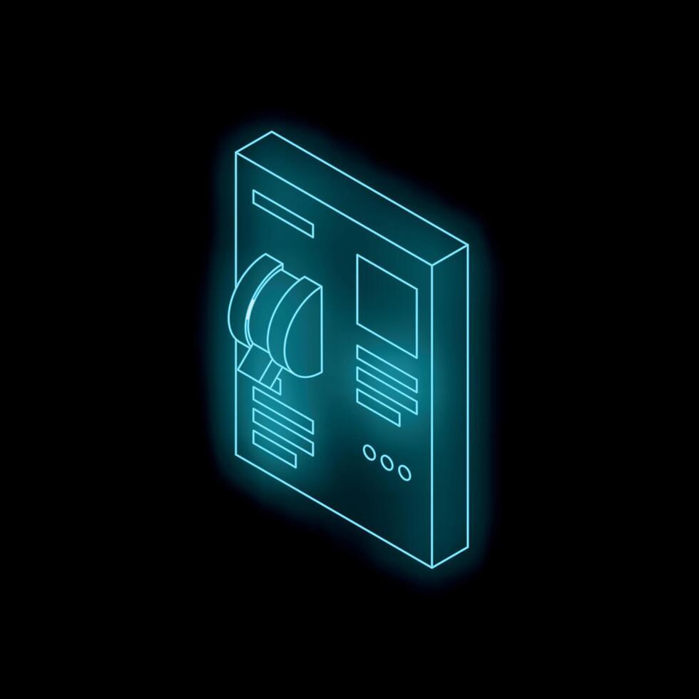 Glowing neon blue switchboard on black background representing power control and electrical systems vector