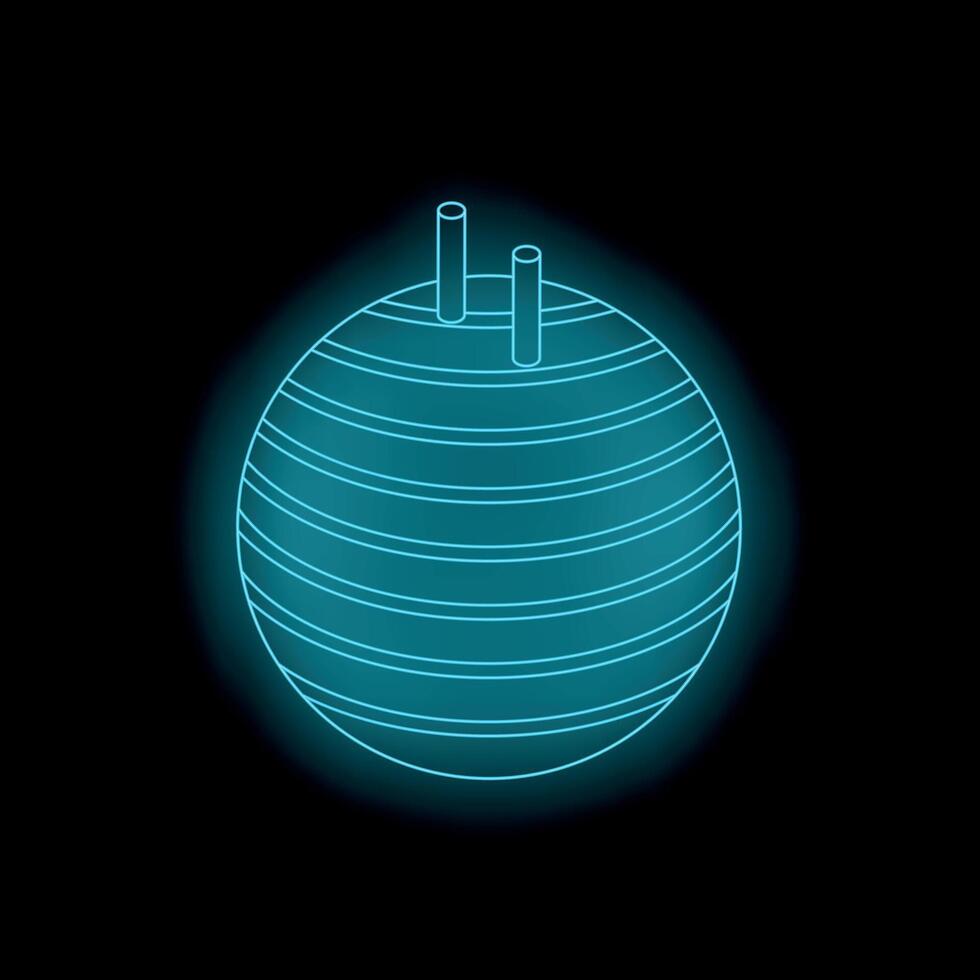 Glowing blue sphere with two protruding cylinders on dark background vector