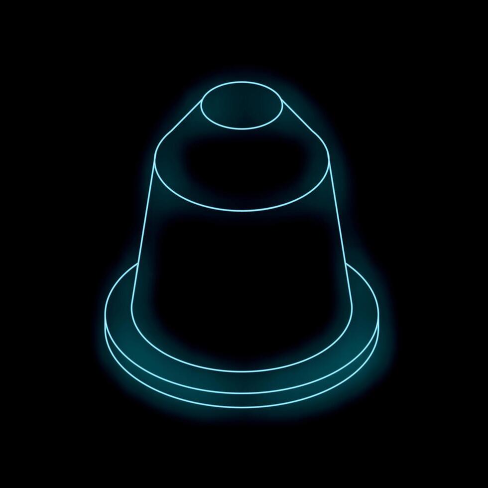 Glowing neon coffee pod on dark background representing modern beverage culture vector