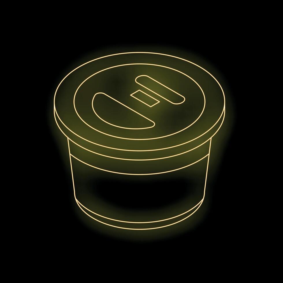 Glowing yellow coffee pod on black background representing modern beverage consumption vector