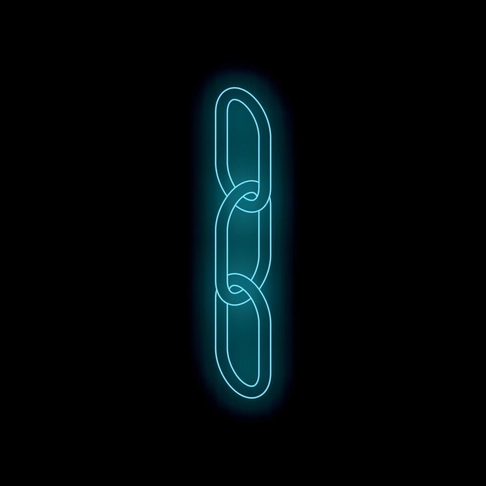 Glowing neon chain links forming a strong connection on dark background vector