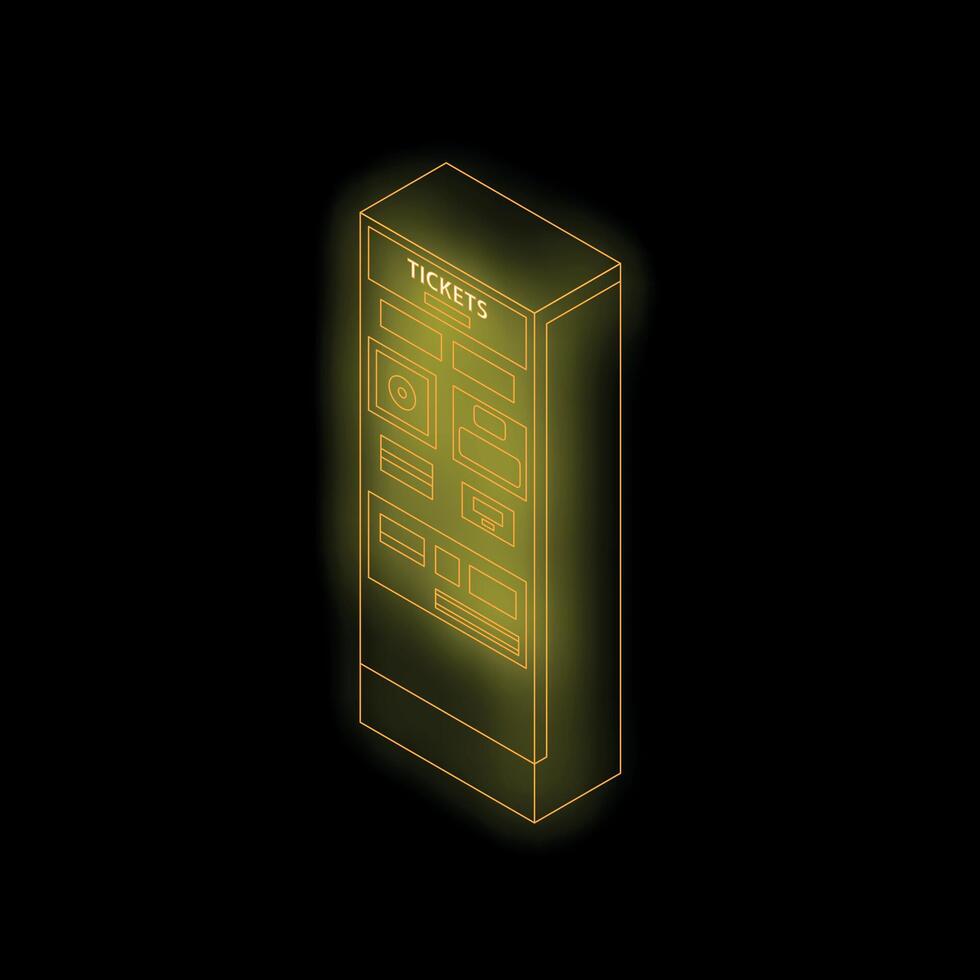 Glowing ticket kiosk offering seamless access to entertainment and travel vector