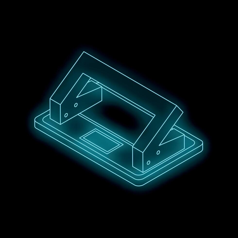 Hole punch glowing in neon light on dark background vector