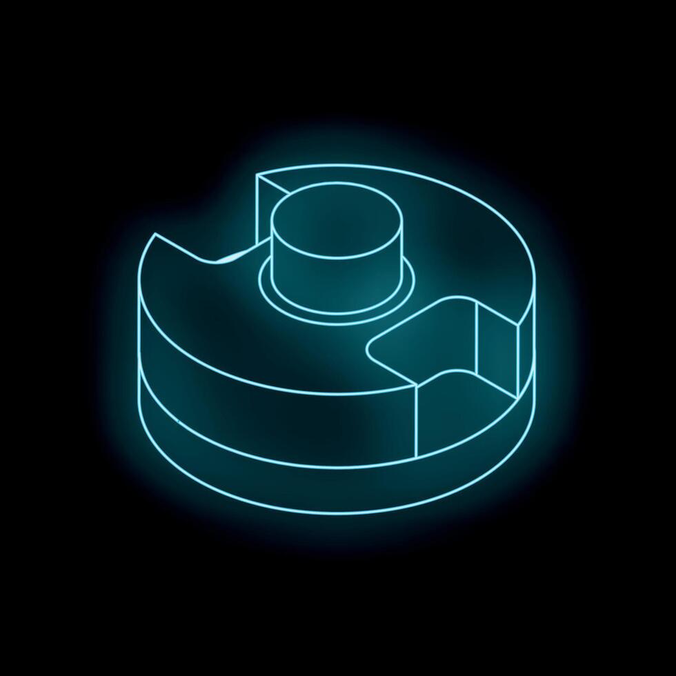 Glowing futuristic mechanical gear rotating on black background vector