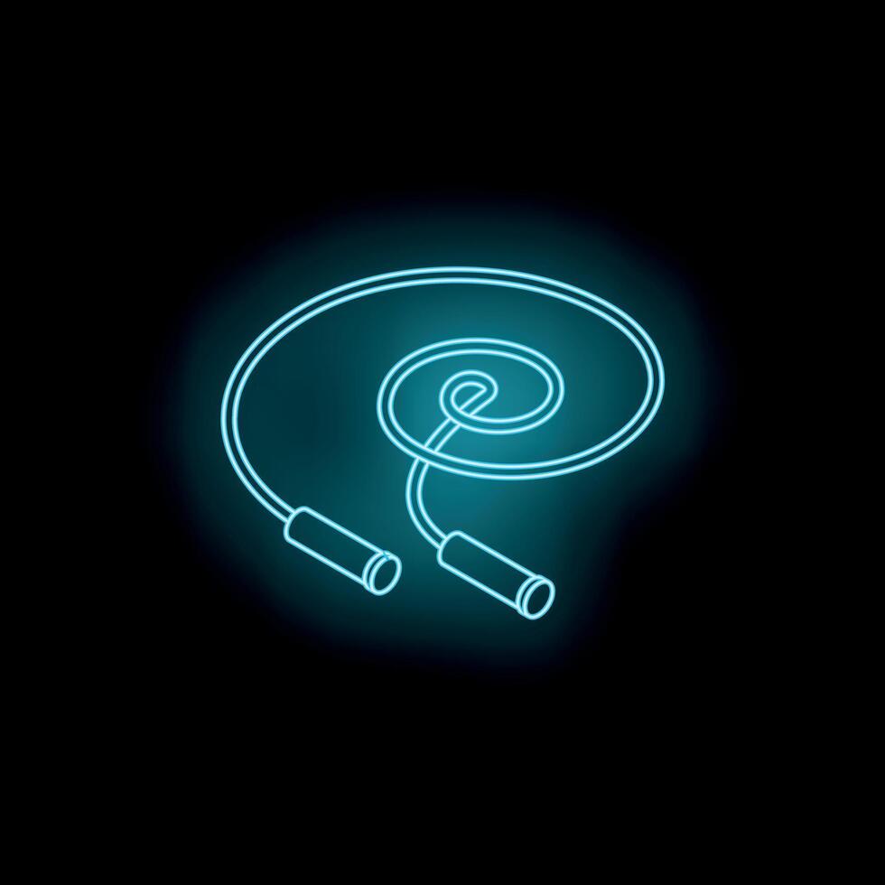 Neon blue jump rope shining on dark background vector