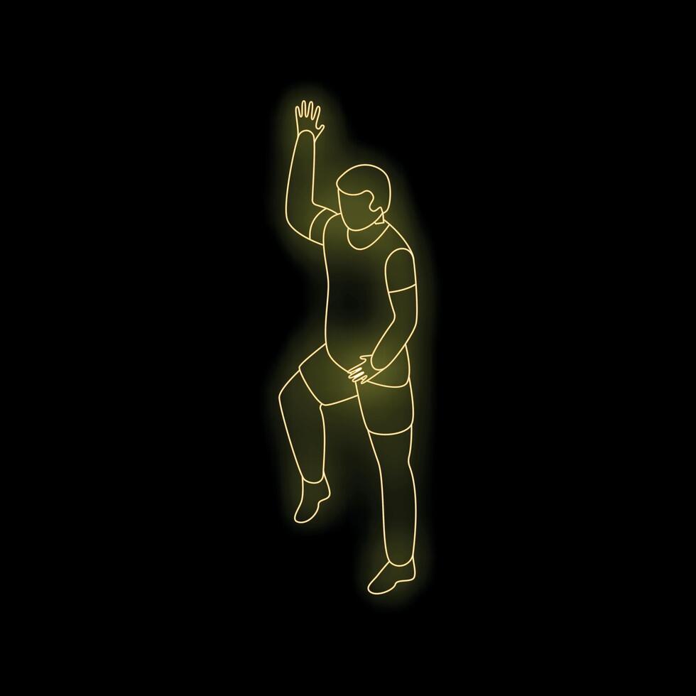 Man dancing and raising hand in neon light style vector
