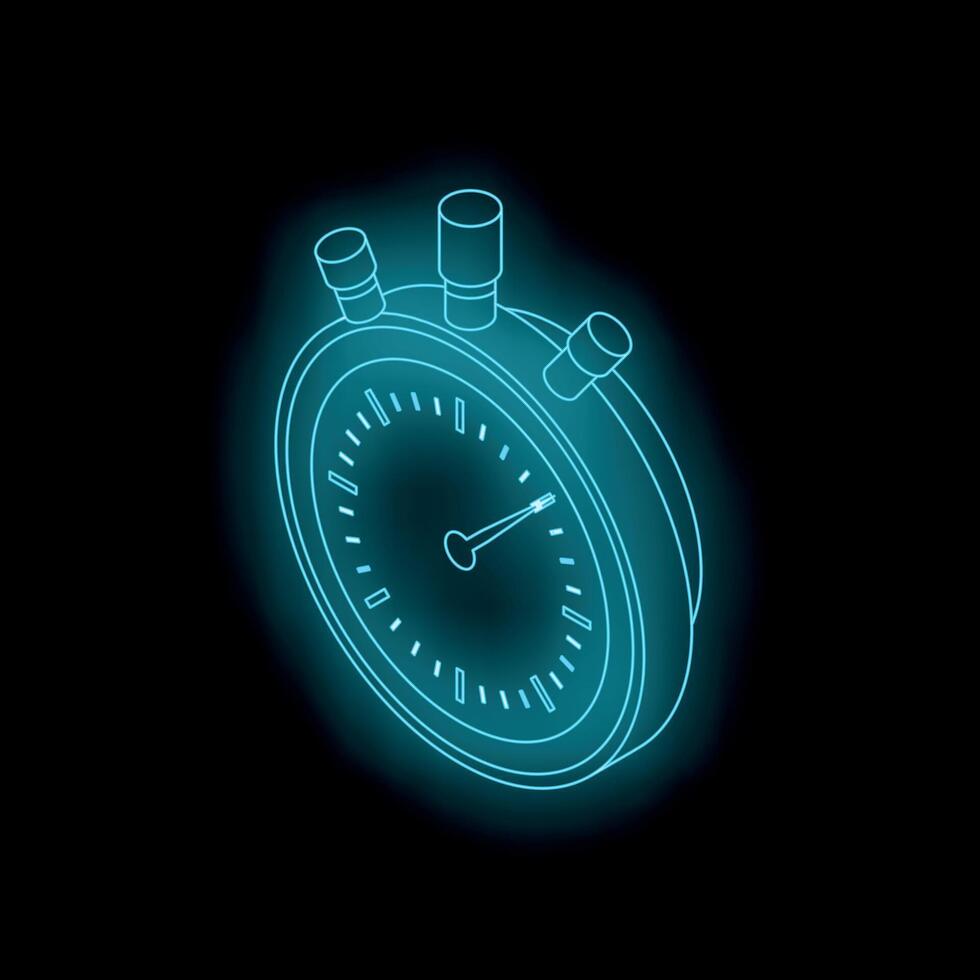 Glowing stopwatch measuring time on dark background vector