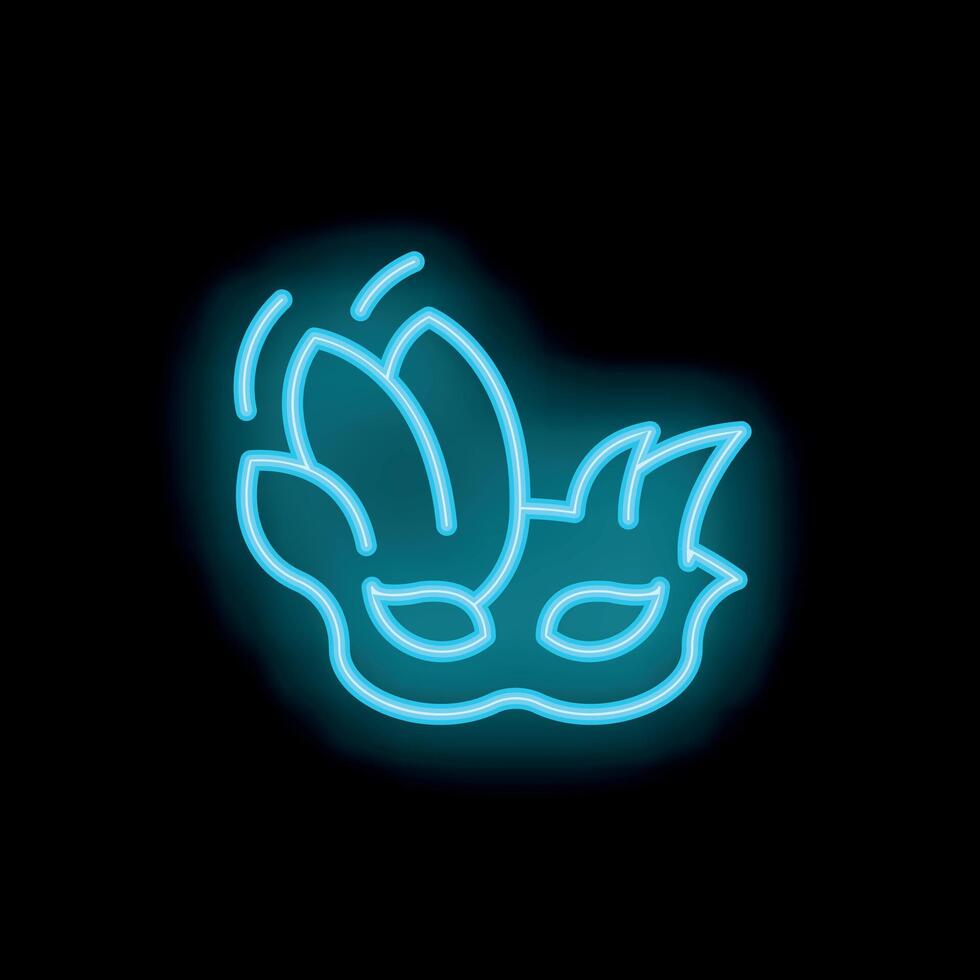 Bright neon light showing a carnival mask on black background vector