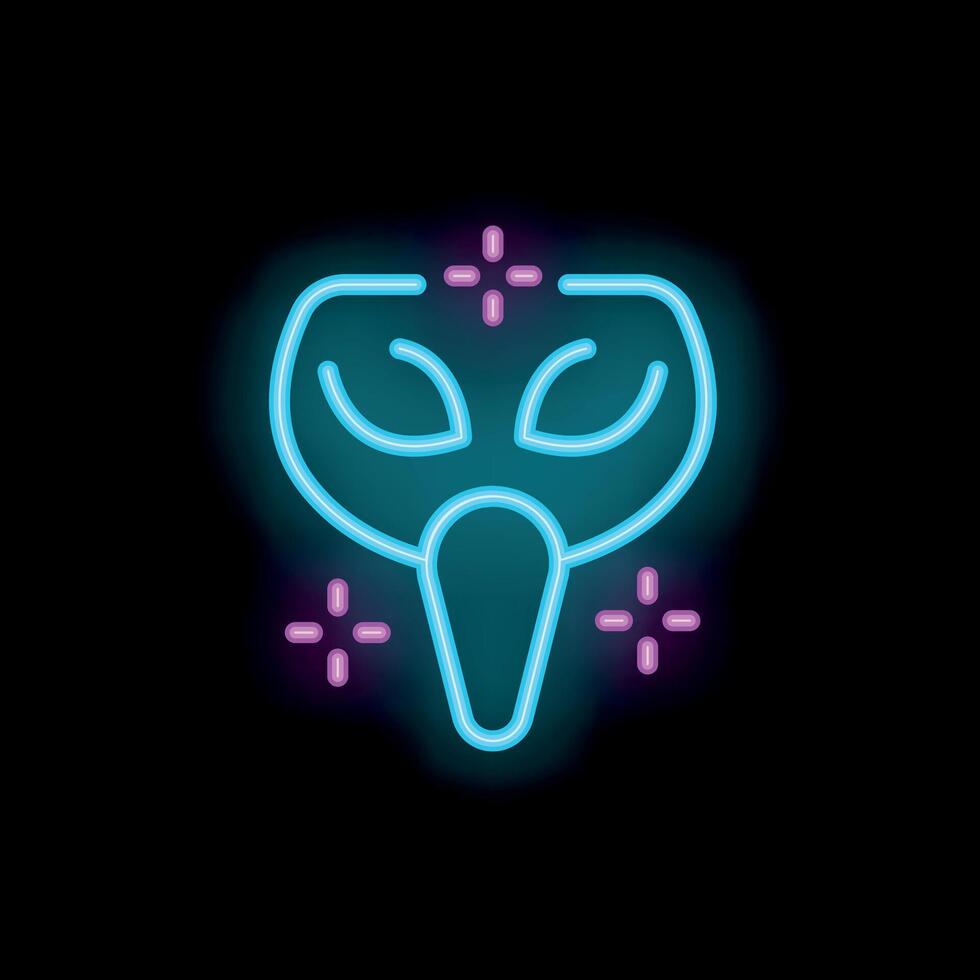 Neon mask glowing with mystery and intrigue on dark background vector