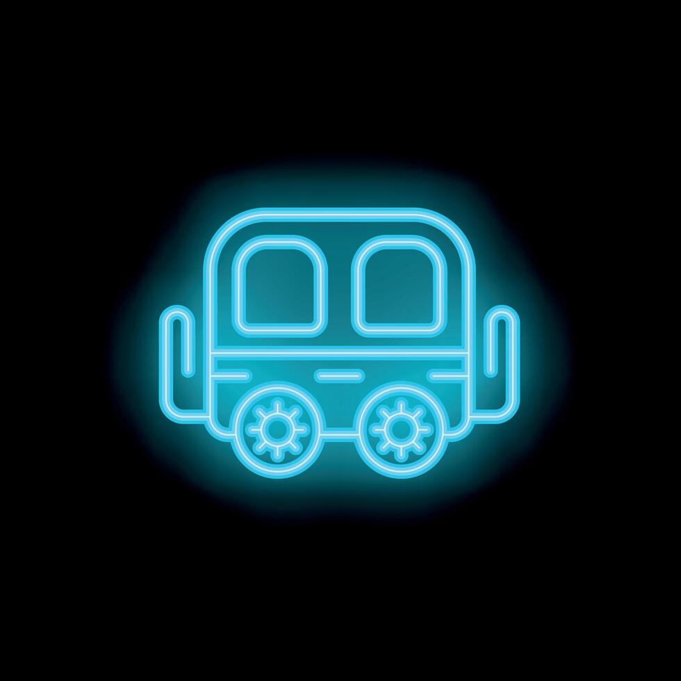 Neon train carriage shining on dark background vector
