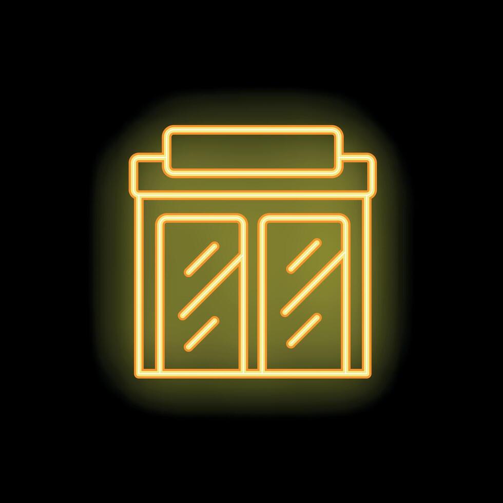 Neon sign representing a store with glowing windows and signboard vector