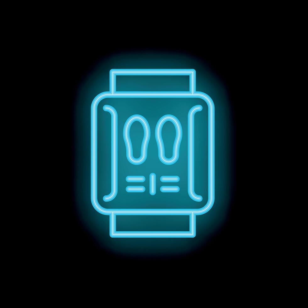 Neon sign showing where to stand, respecting social distancing, during pandemic times vector