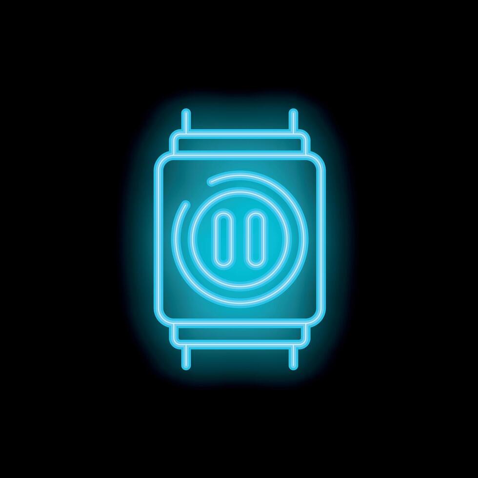 Pause button glowing with neon light on black background vector