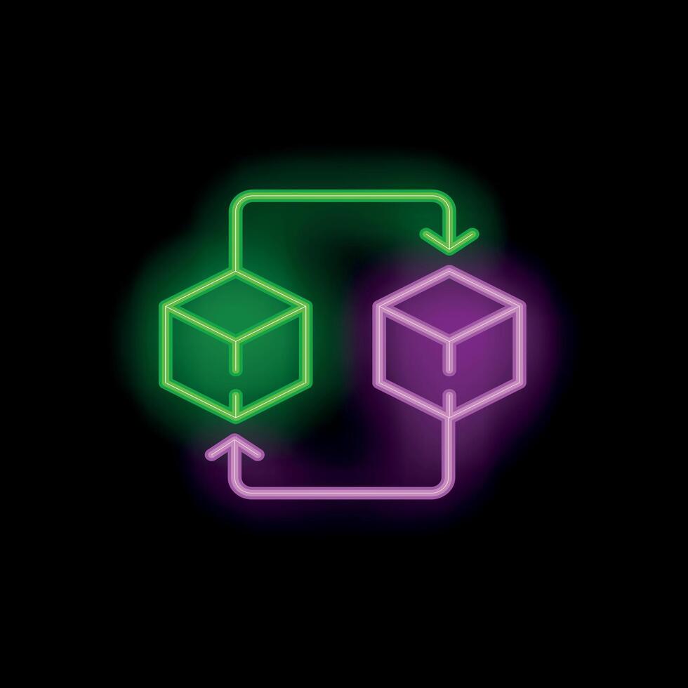 neón cubitos intercambiando datos corriente en un continuo lazo ciclo vector