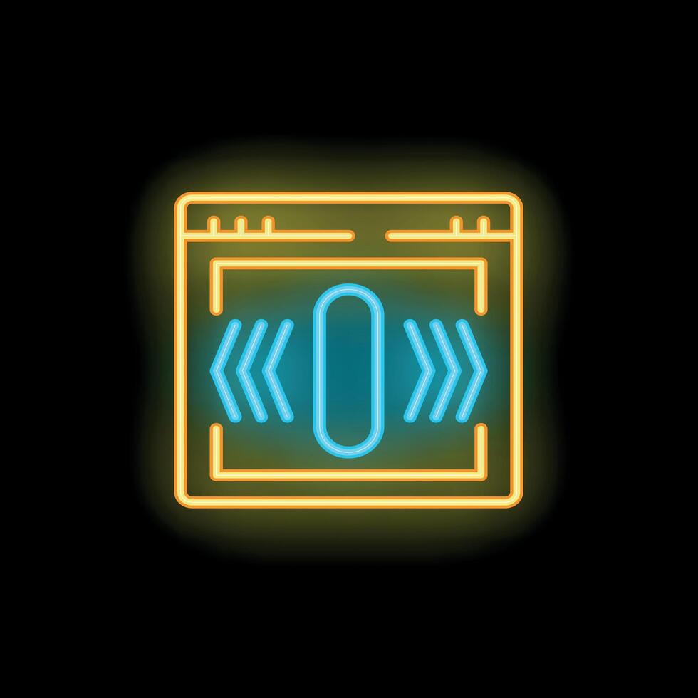 Neon sign representing voice recording software interface with sound waves vector