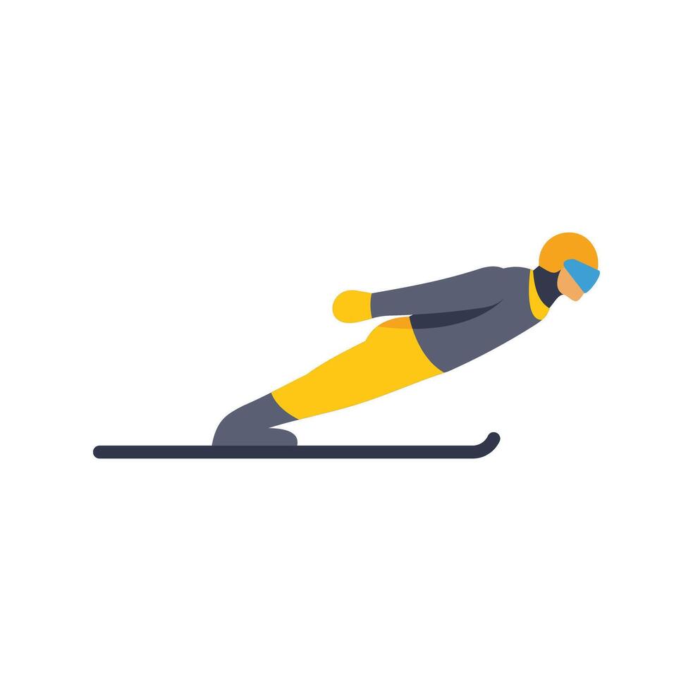 Professional ski jumper performing a jump during a competition vector