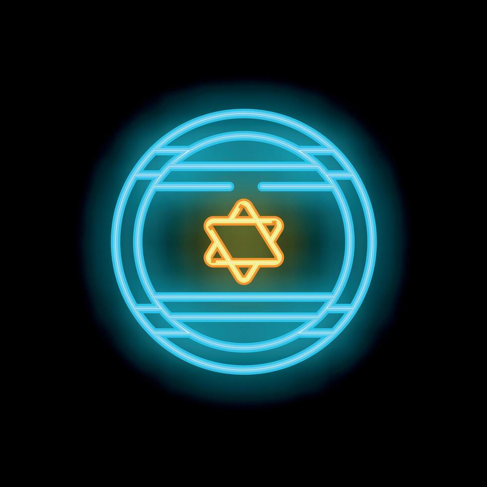 Neon israeli flag shining brightly in the dark vector
