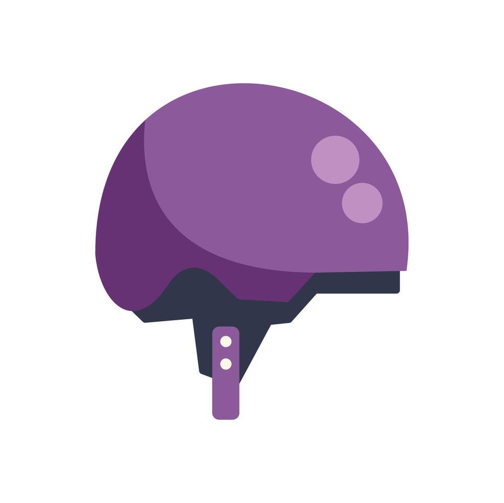 Purple snowboard or ski helmet ensuring safety on snowy slopes vector