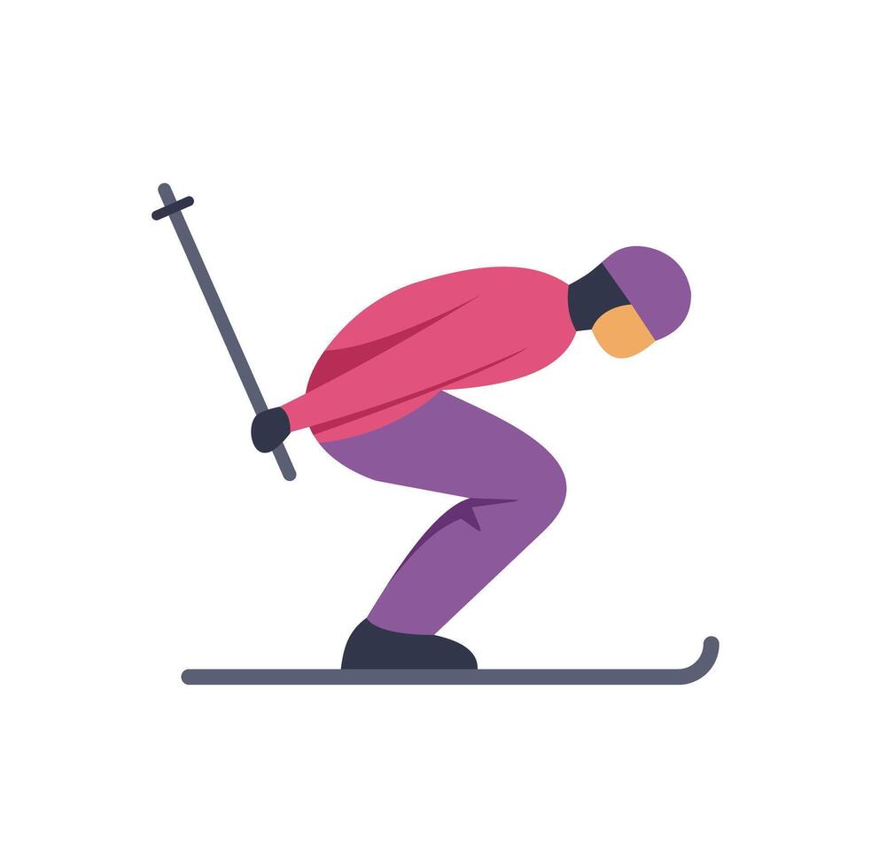 Professional skier skiing downhill at high speed in perfect form vector