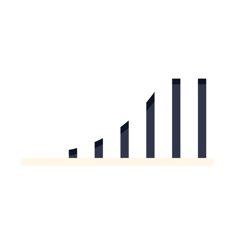 Growing bar graph showing increasing performance vector