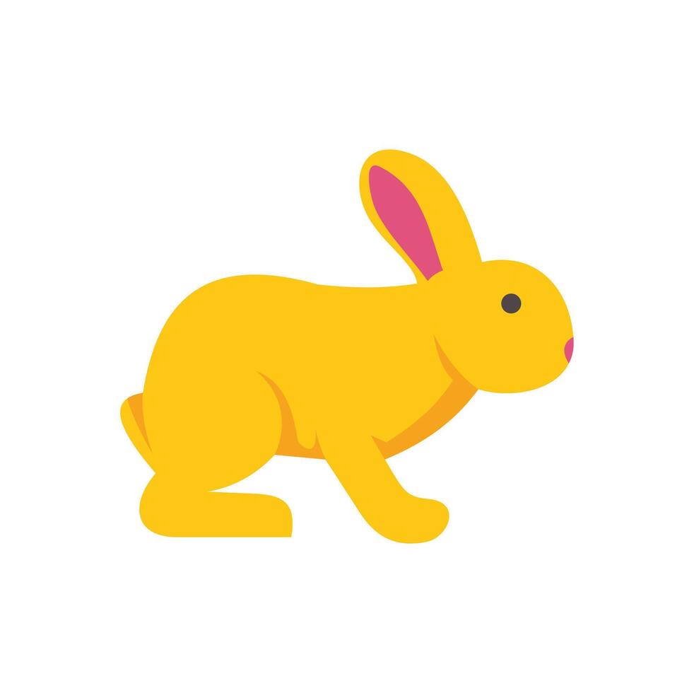Yellow rabbit sitting and looking forward on white background vector