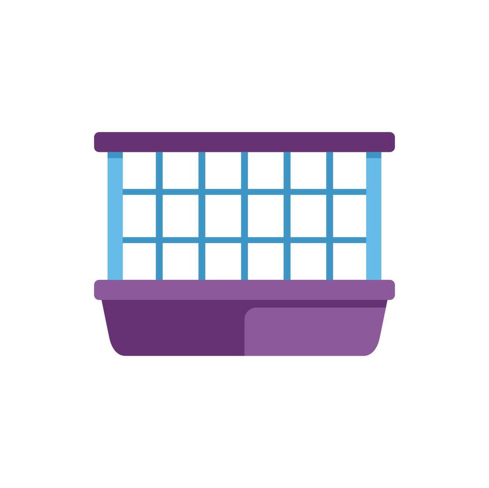 Empty plastic cage on white background providing comfort and security for small pets vector