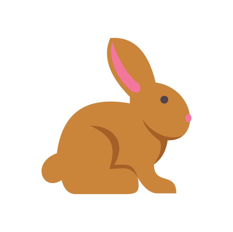 Brown rabbit sitting calmly, minimalist illustration vector