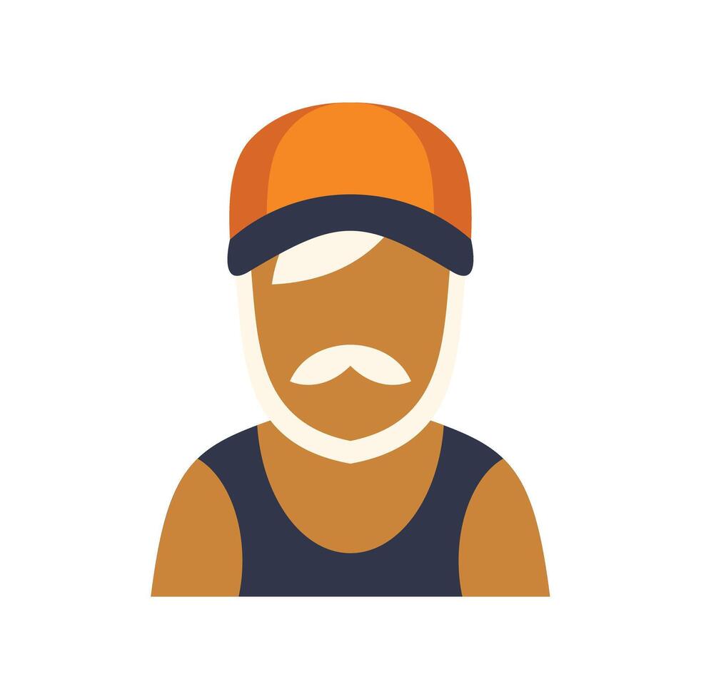Senior man wearing orange cap and tank top, portrait illustration vector