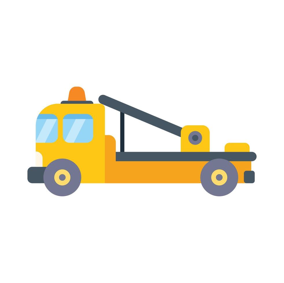 Yellow tow truck offering roadside assistance and towing services vector