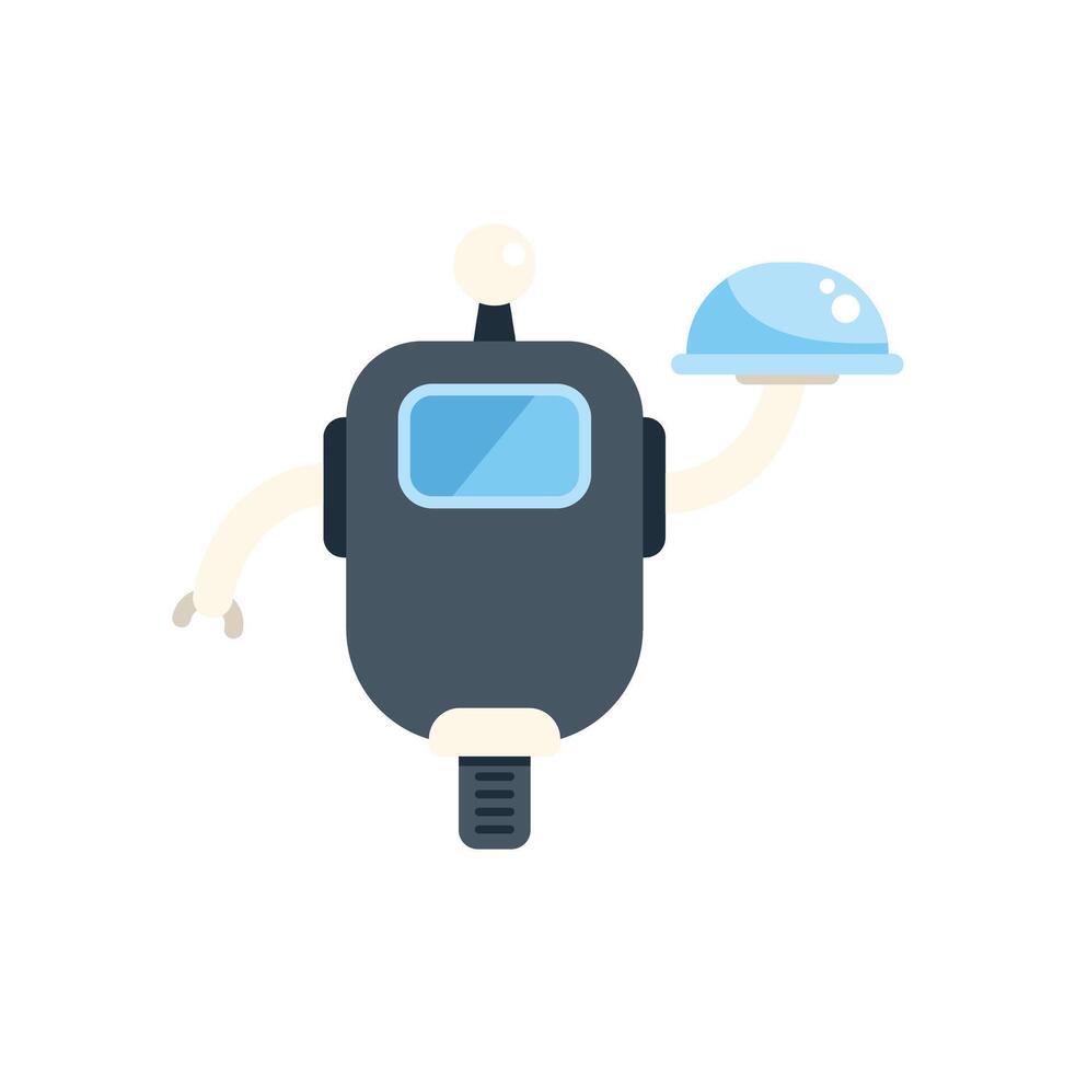 Robot waiter serving food holding a cloche or platter vector