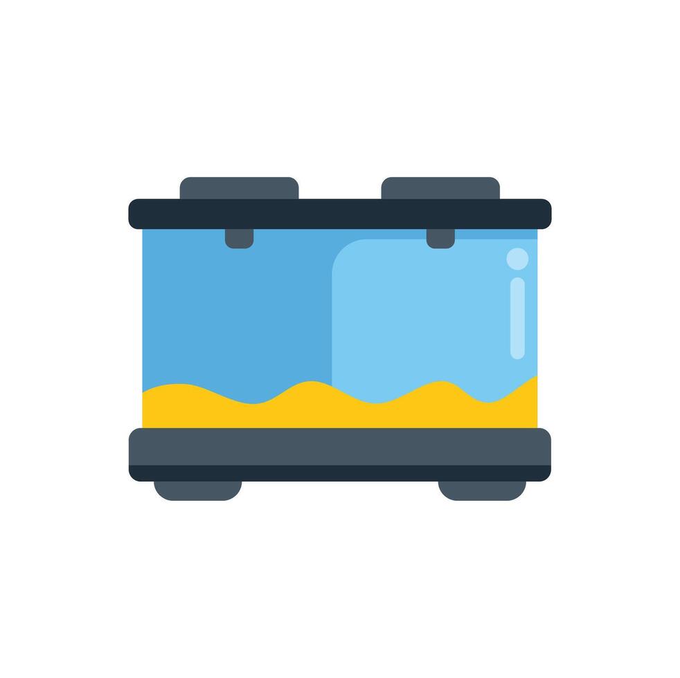 Empty rectangular fish tank with yellow sand and blue water vector