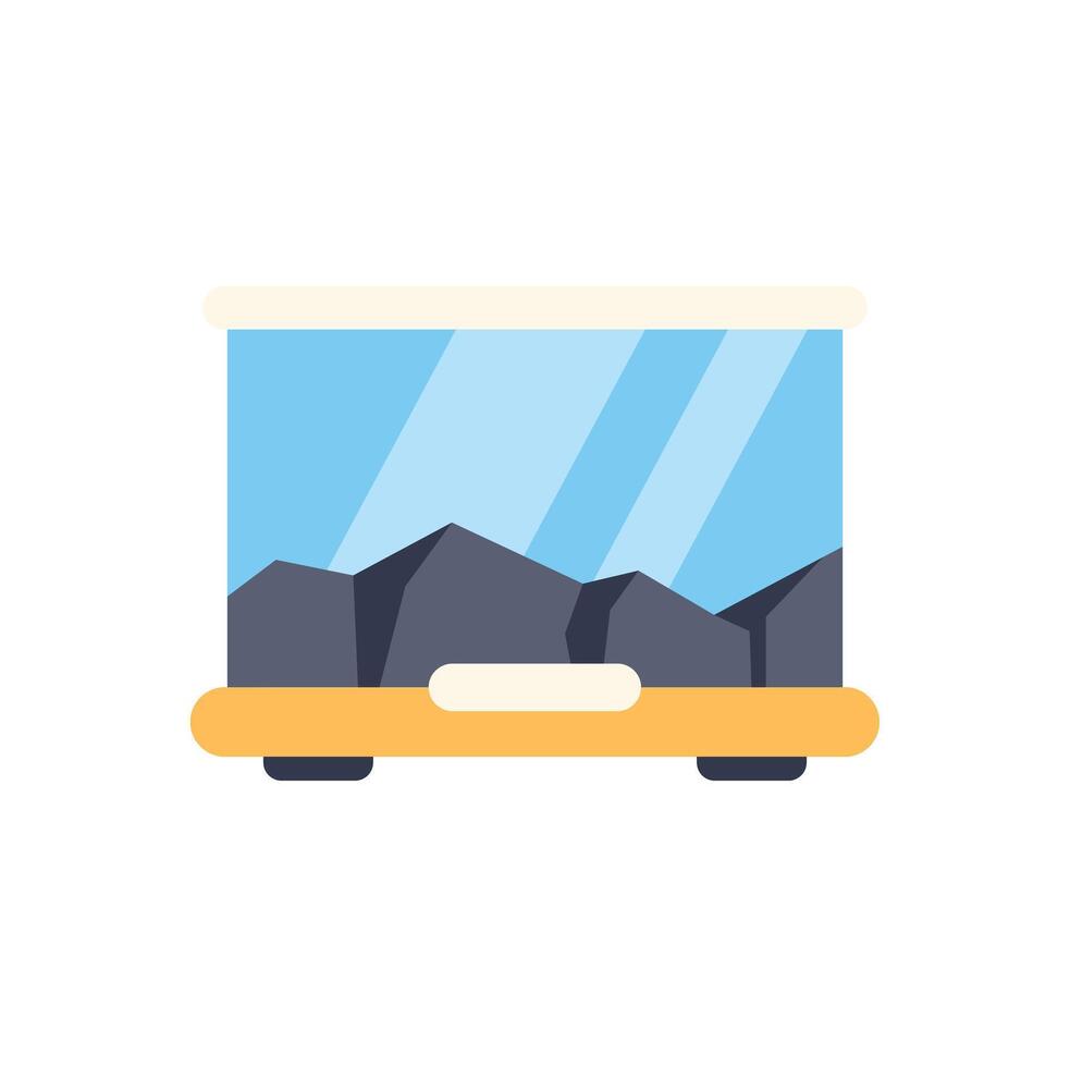 Modern terrarium with rocks and blue background creating a natural landscape vector