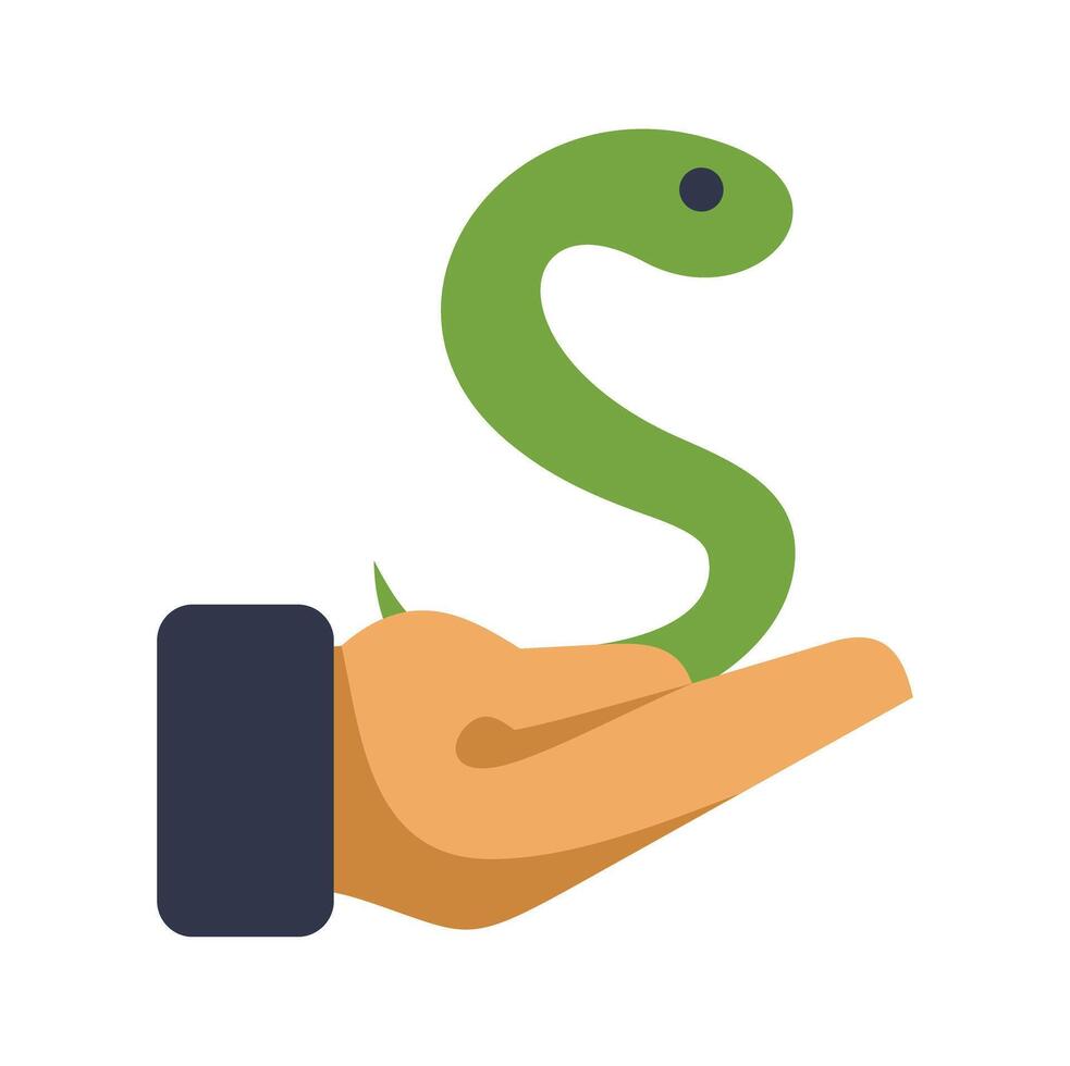 Businessman holding green snake in open palm vector