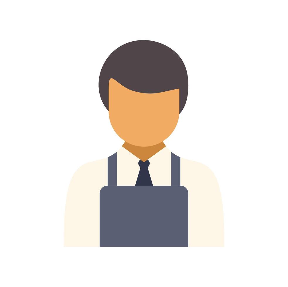 Waiter wearing apron and tie is serving customers in restaurant vector