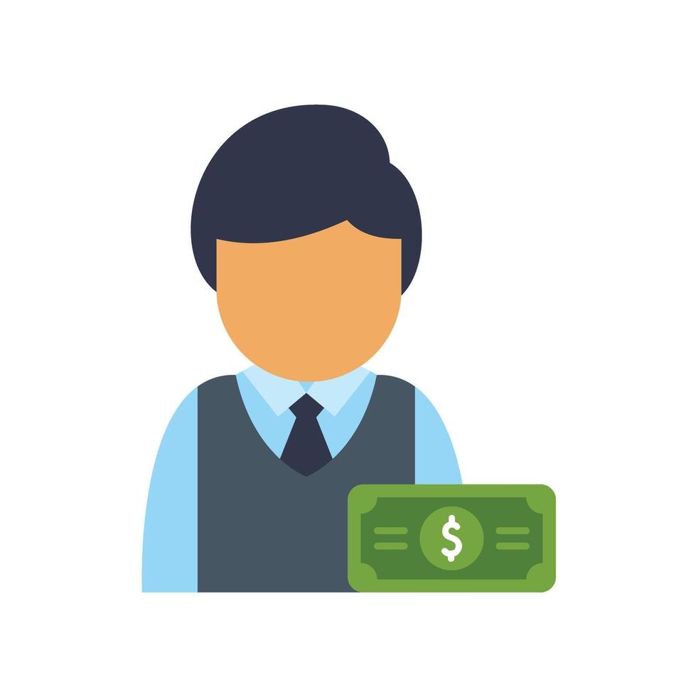 Businessman holding dollar bill, investment, finance, and salary concepts vector
