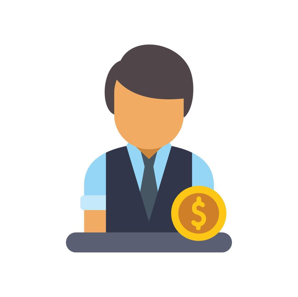 Businessman showing gold coin representing payment and investment vector