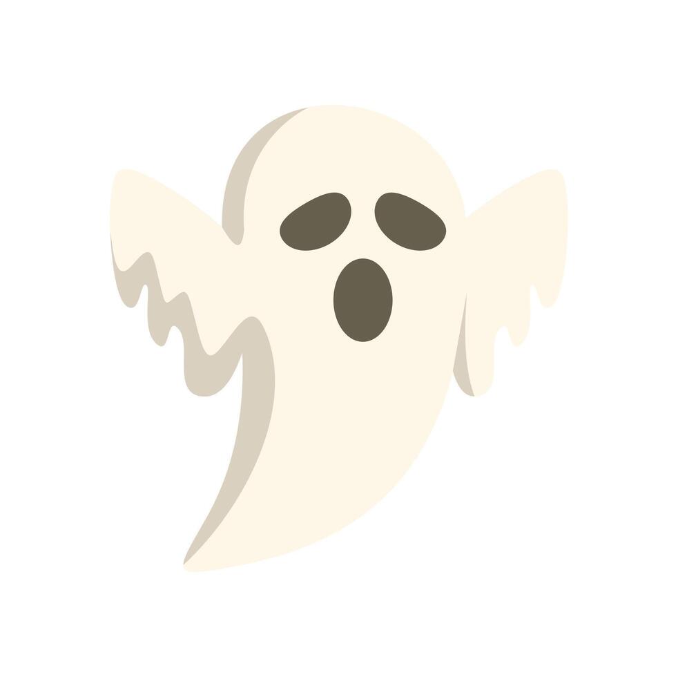 Spooky ghost floating with open mouth and wide eyes for halloween vector