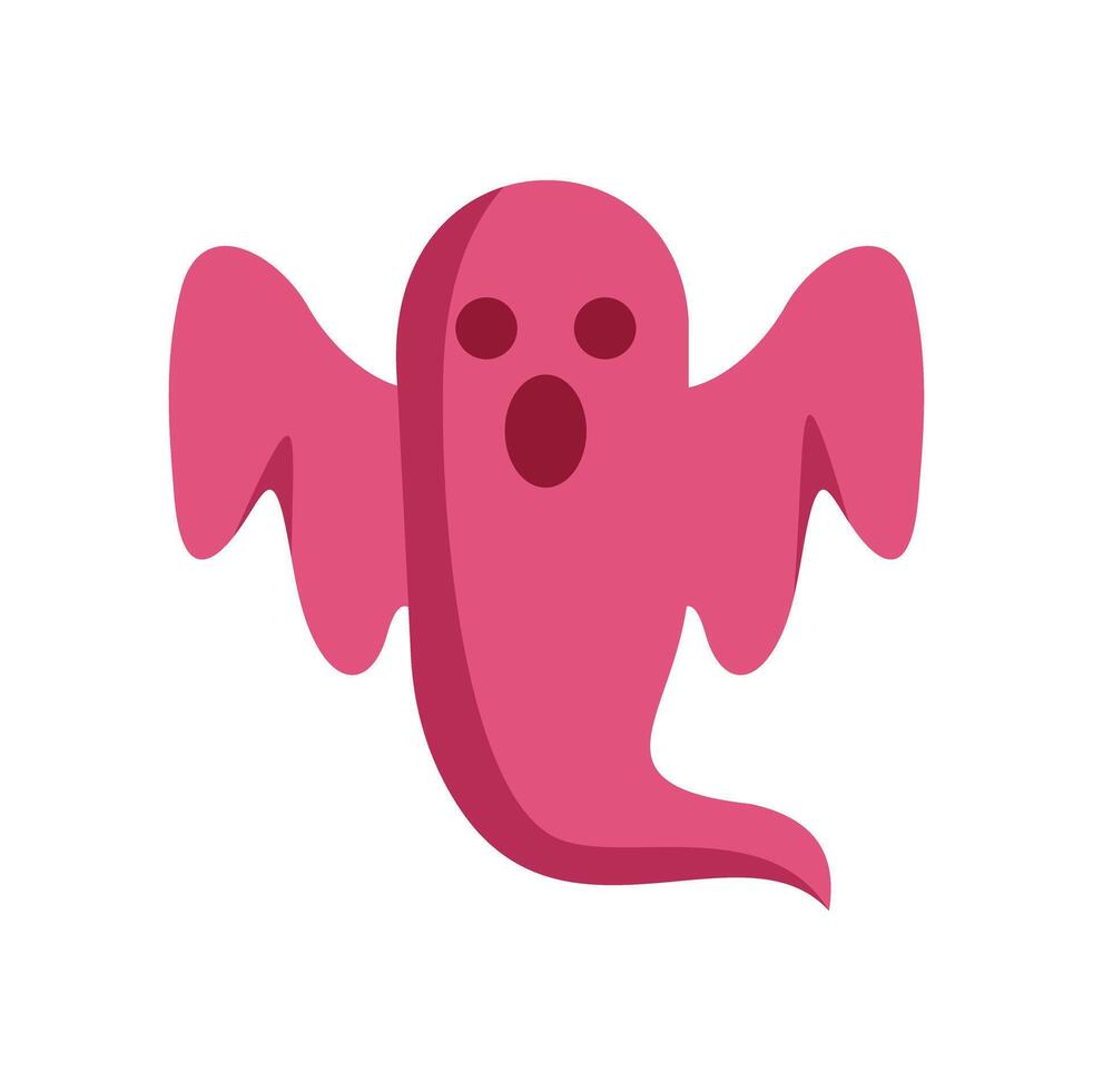 Pink ghost floating with open mouth and wide eyes for halloween vector